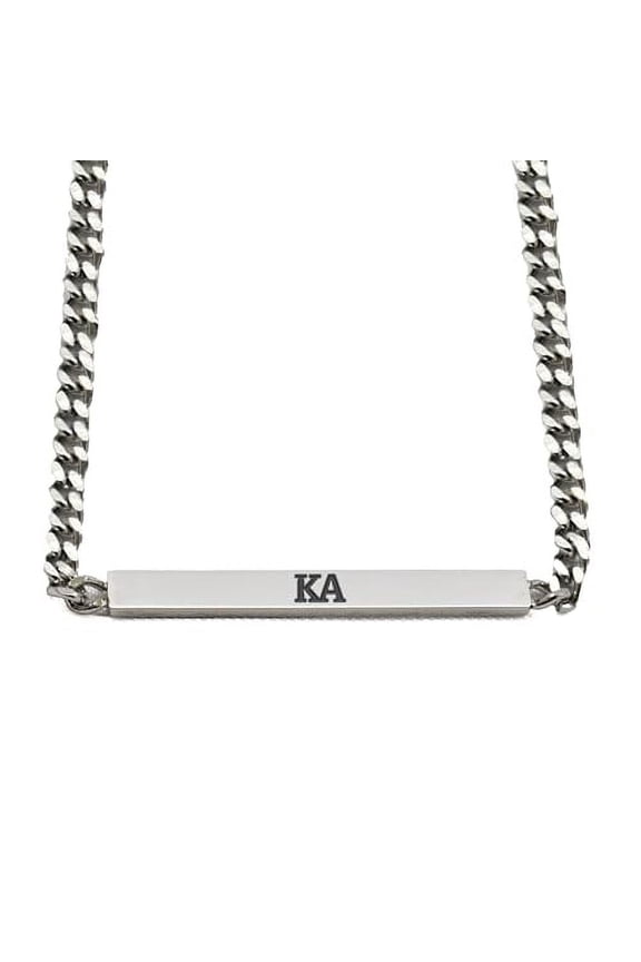 Kappa Alpha Fraternity Necklace - Greek Letters Stainless Steel Horizontal Bar Pendant, Kappa Alpha Gifts For Men