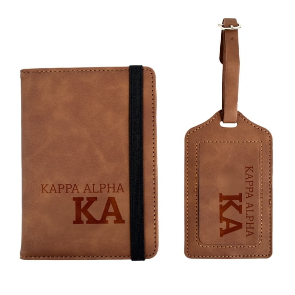Kappa Alpha Order Passport Holder and Luggage Tag Travel Accessories Set, Officially Licensed, Fraternity Gift for Men