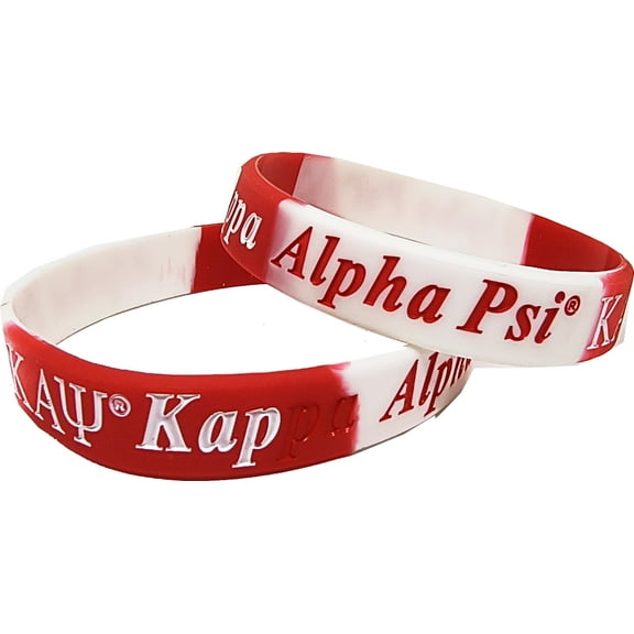 Kappa Alpha Psi Color Swirl Silicone Bracelet [Pack of 4 - Red/White - 8"]