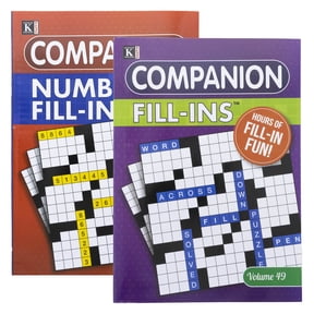 Kappa Companion Fill-Ins Puzzle Book 2 Titles, Words Number Logic Practicing Training Book, 48-Pack