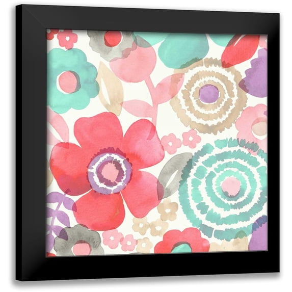Kappa, Diane 15x15 Black Modern Framed Museum Art Print Titled - Ocean Shores Floral II