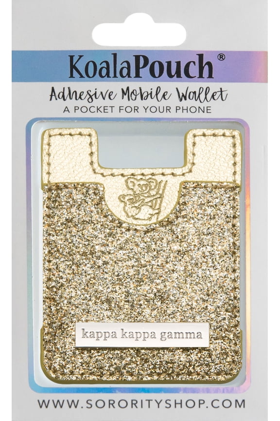 Kappa Kappa Gamma - Glitter Koala Pouch - Adhesive Mobile Wallet (Gold)