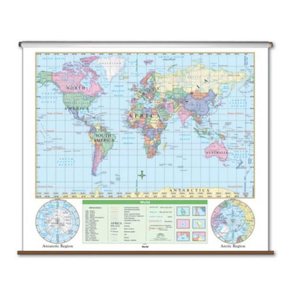 Kappa Map World Essential Wall Map on Roller with Backboard
