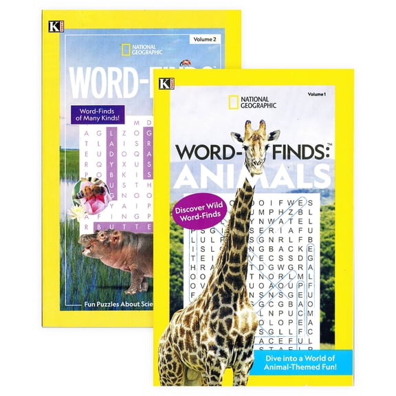 Kappa National Geographic Puzzle Book - 8" x 5" Digest Size 2 Titles, Word Search Finds, 2-Pack