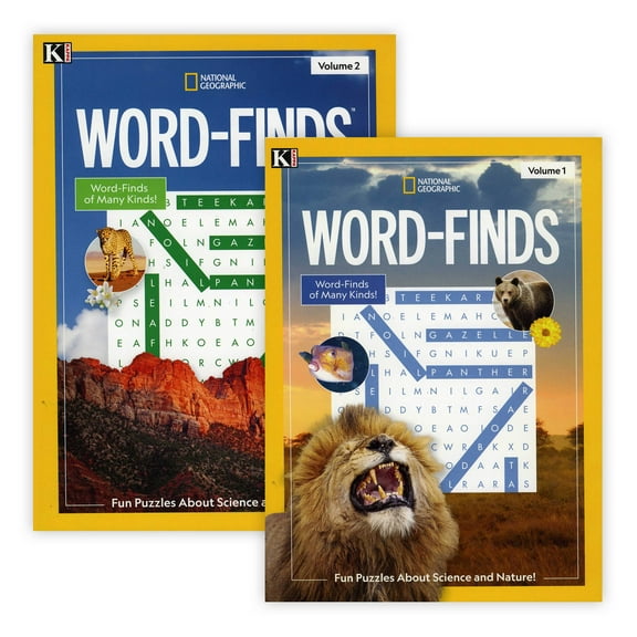 Kappa National Geographic Word Finds Puzzle Book 2 Titles, Word Search Find, 2-Pack