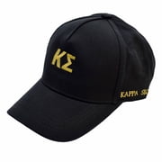 Kappa Sigma Fraternity Baseball Cap - Brushed Cotton 5-Panel Black Hat, Adjustable Size, Embroidered Greek Letters and Fraternity Name in Print