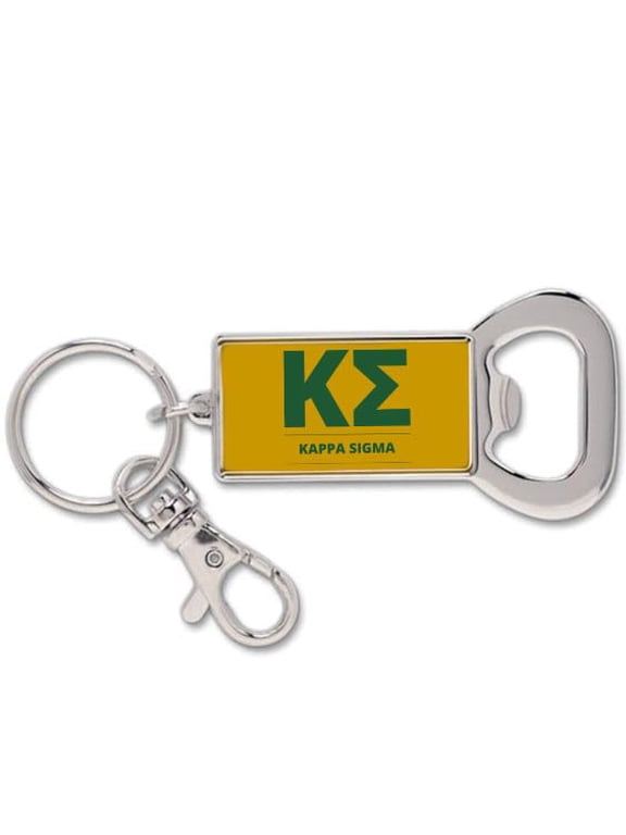 Kappa Sigma Fraternity Keychain - Flat Bottle Opener with Greek Letters and Fraternity Name in Official Colors, Kappa Sigma Keyring