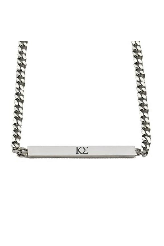 Kappa Sigma Fraternity Necklace - Greek Letters Stainless Steel Horizontal Bar Pendant, Kappa Sigma Gifts For Men