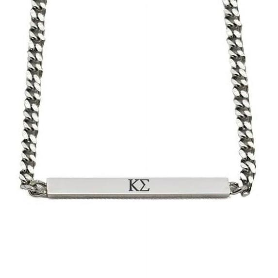 Kappa Sigma Fraternity Necklace - Greek Letters Stainless Steel Horizontal Bar Pendant, Kappa Sigma Gifts For Men
