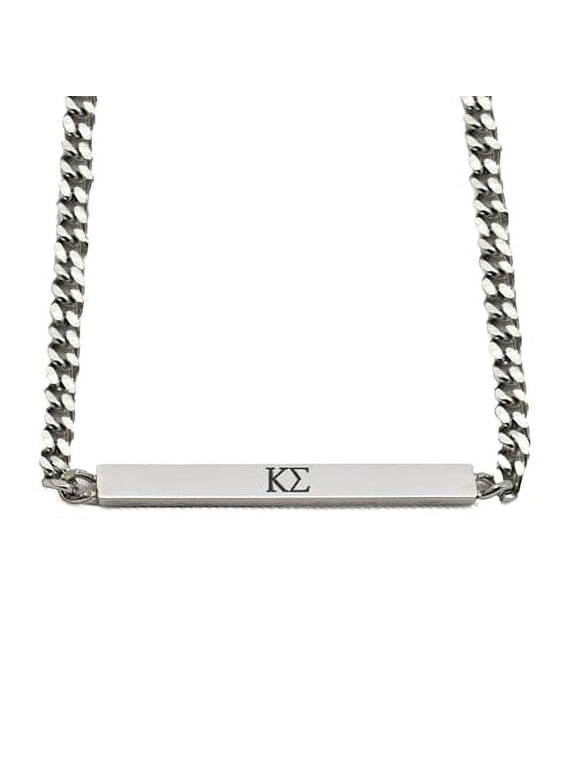 Kappa Sigma Fraternity Necklace - Greek Letters Stainless Steel Horizontal Bar Pendant, Kappa Sigma Gifts For Men