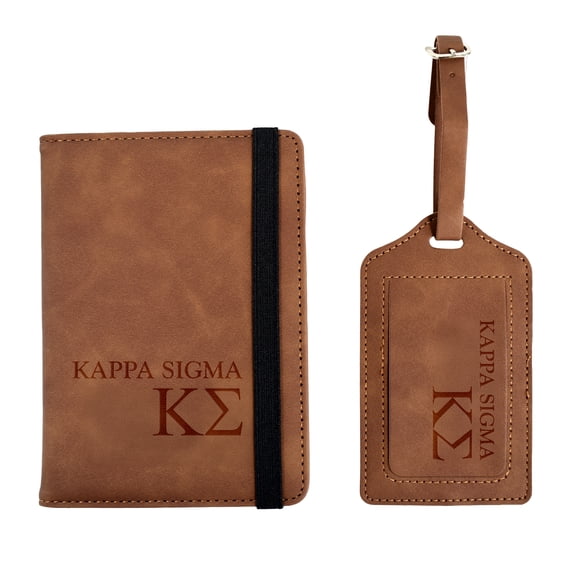 Kappa Sigma Passport Holder and Luggage Tag Travel Accessories Set, Officially Licensed, Fraternity Gift for Men