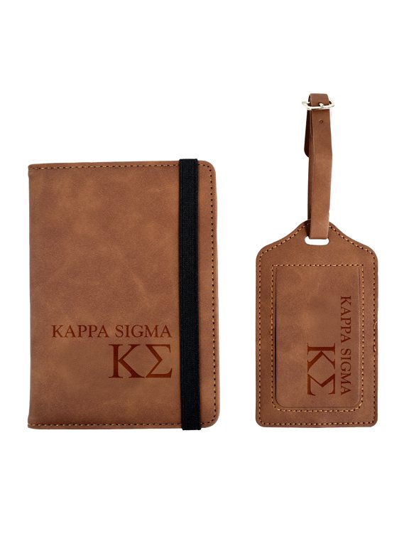 Kappa Sigma Passport Holder and Luggage Tag Travel Accessories Set, Officially Licensed, Fraternity Gift for Men