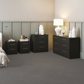 Kappesberg Foster Black 4-Piece Bedroom Set Dresser, Chest & 2 Nightstands, 50.3"W - for Adults and Teens
