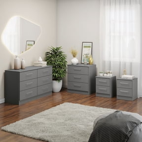 Kappesberg Foster Gray 4-Piece Bedroom Set with Dresser, Chest, and Two Nightstands - for Adults and Teens