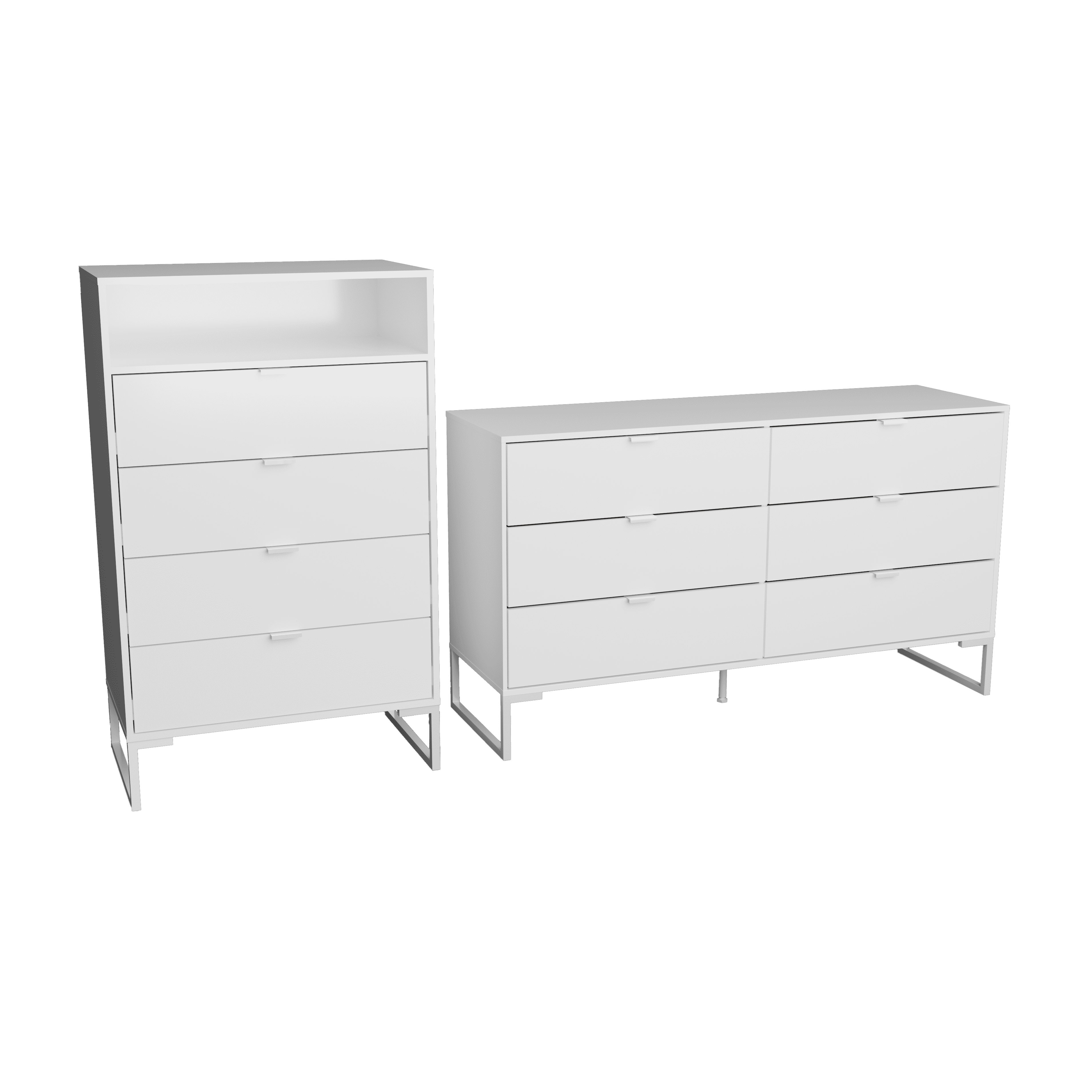 Kappesberg Amelia 2-Piece White Dresser Set with Vertical 4-Drawer and Wide 6-Drawer Storage - for Adults and Teens