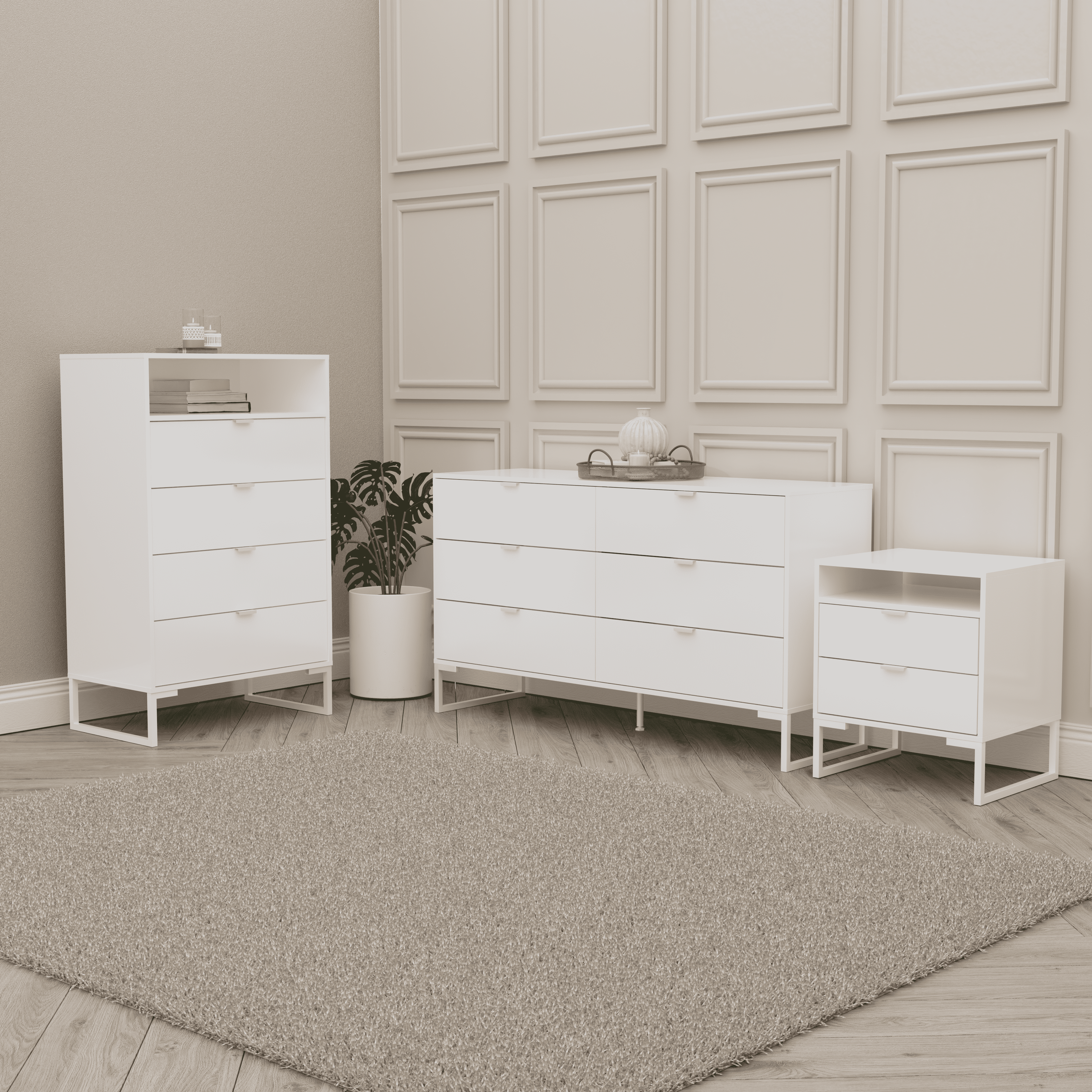 modern white dresser and nightstand set Ellen - Dresser & Mirror Set
