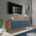 thumbnail image 1 of Kappesberg Athens 3-Door Tv Stand with Soft-Close Doors and Built-in Handles - Golden Oak/Blue, 1 of 8