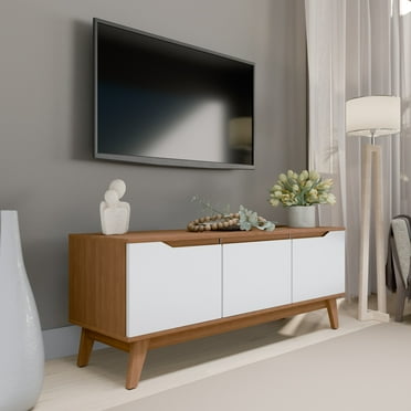 Kappesberg Athens 3-Door Tv Stand with Soft-Close Doors and Built-in Handles - Golden Oak/White