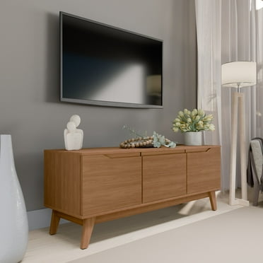 Kappesberg Athens 3-Door Tv Stand with Soft-Close Doors and Built-in Handles - Golden Oak