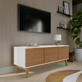 thumbnail image 1 of Kappesberg Athens 3-Door Tv Stand with Soft-Close Doors and Built-in Handles - White/Golden Oak - for Adults and Teens, 1 of 8