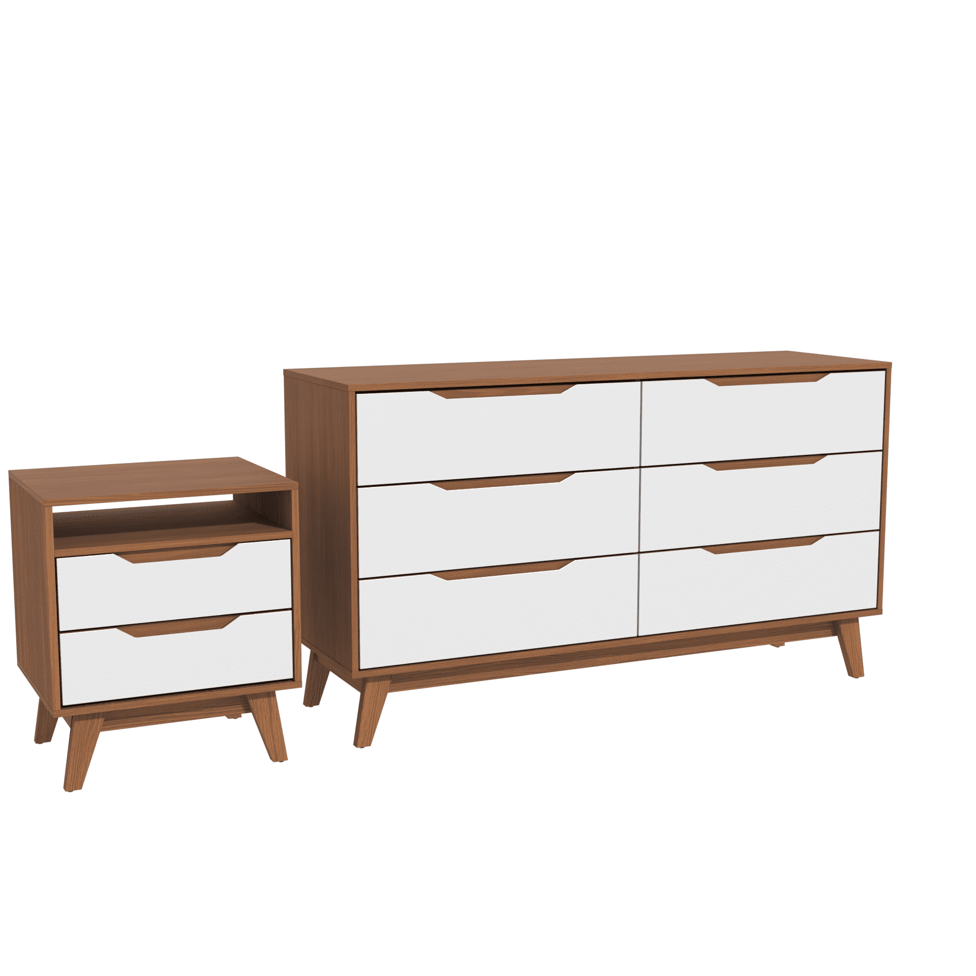 Kappesberg Bedroom Furniture Set with 6-Drawer Dresser and 2-Drawer Nightstand Golden Oak/White – Modern Storage Combo