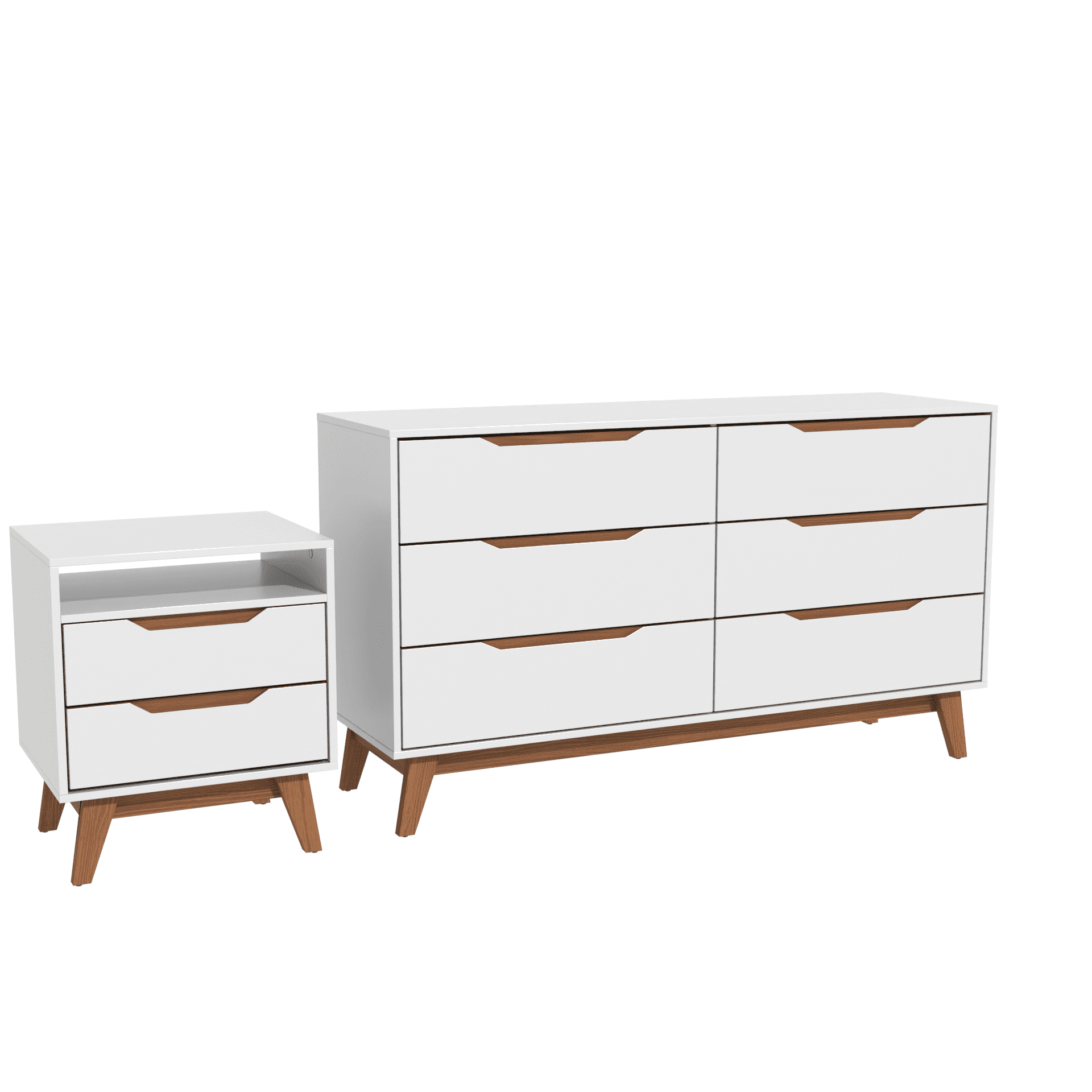 Kappesberg Bedroom Furniture Set with 6-Drawer Dresser and 2-Drawer Nightstand White – Modern Storage Combo