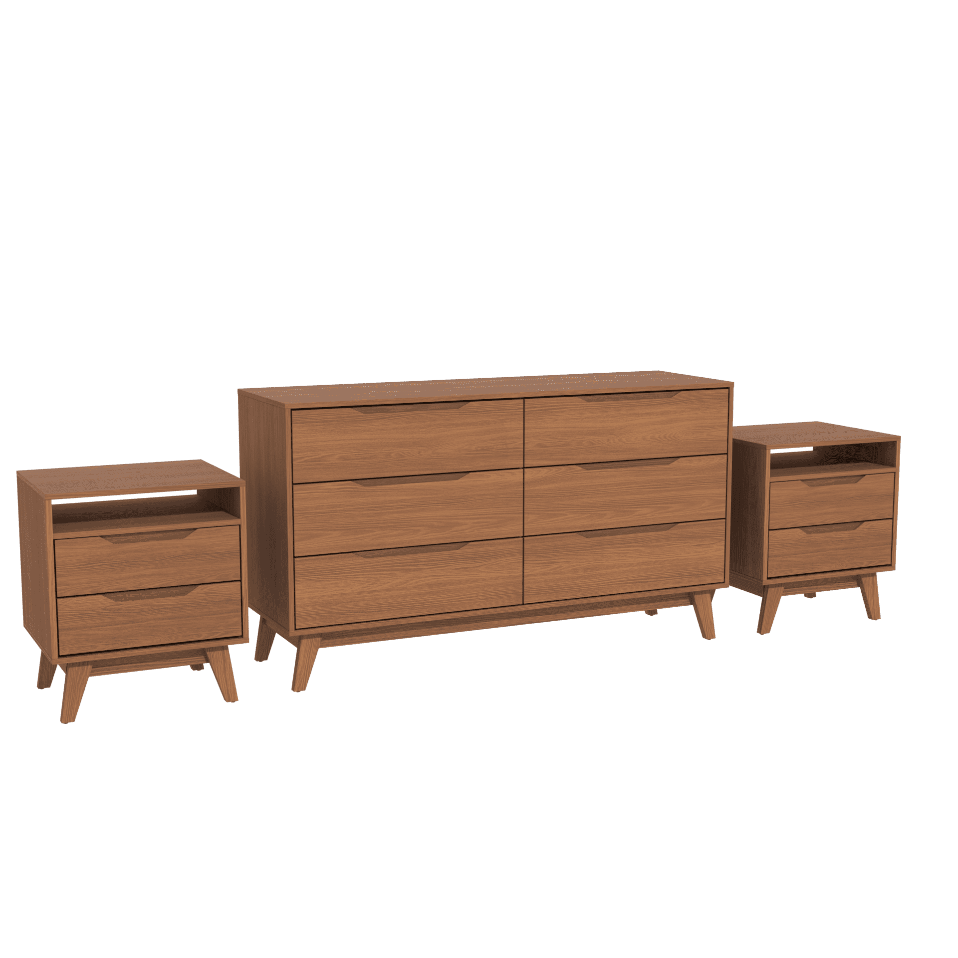 Kappesberg Bedroom Furniture Set with 6-Drawer Dresser and 2 Nightstands Golden Oak – Modern Storage Combo
