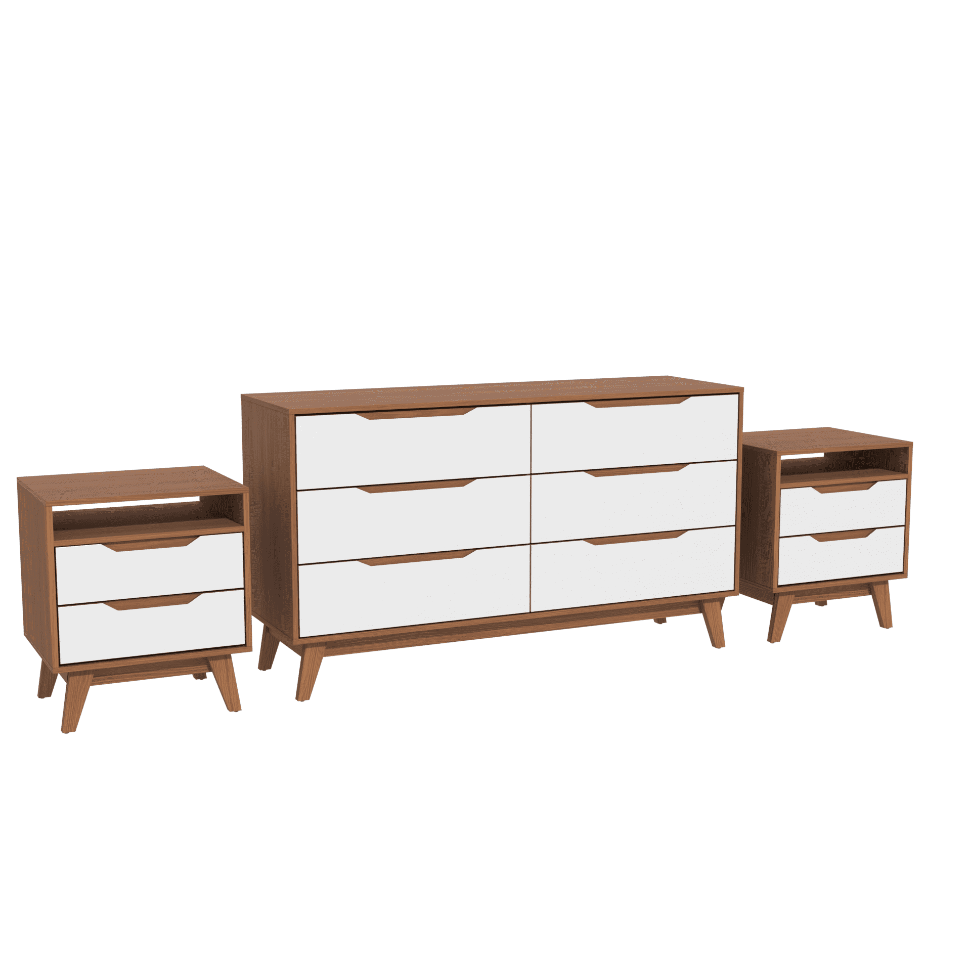Kappesberg Bedroom Furniture Set with 6-Drawer Dresser and 2 Nightstands, Golden Oak/White – Modern Storage Combo