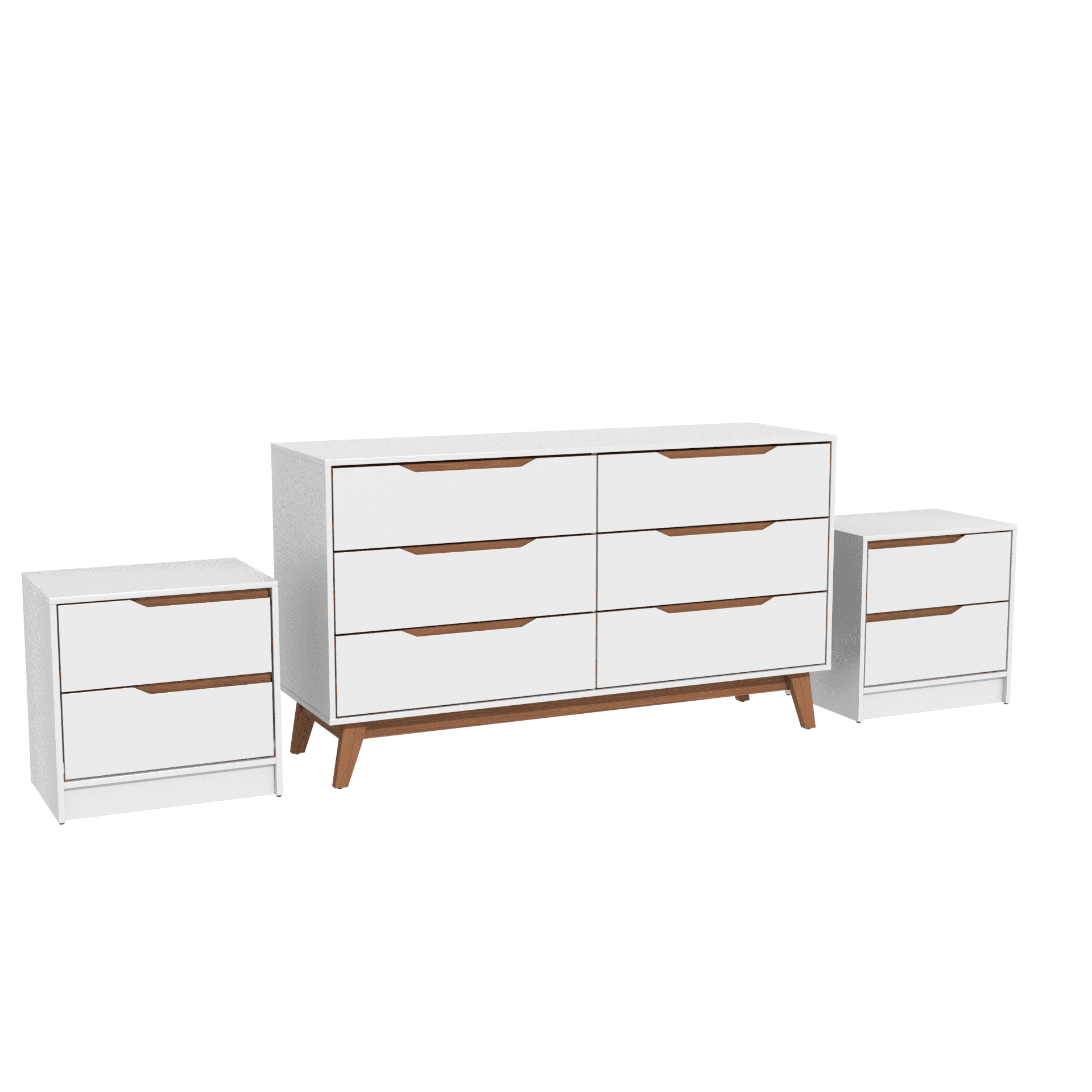 Kappesberg Bedroom Furniture Set with 6-Drawer Dresser and 2 Nightstands White – Modern Storage Combo