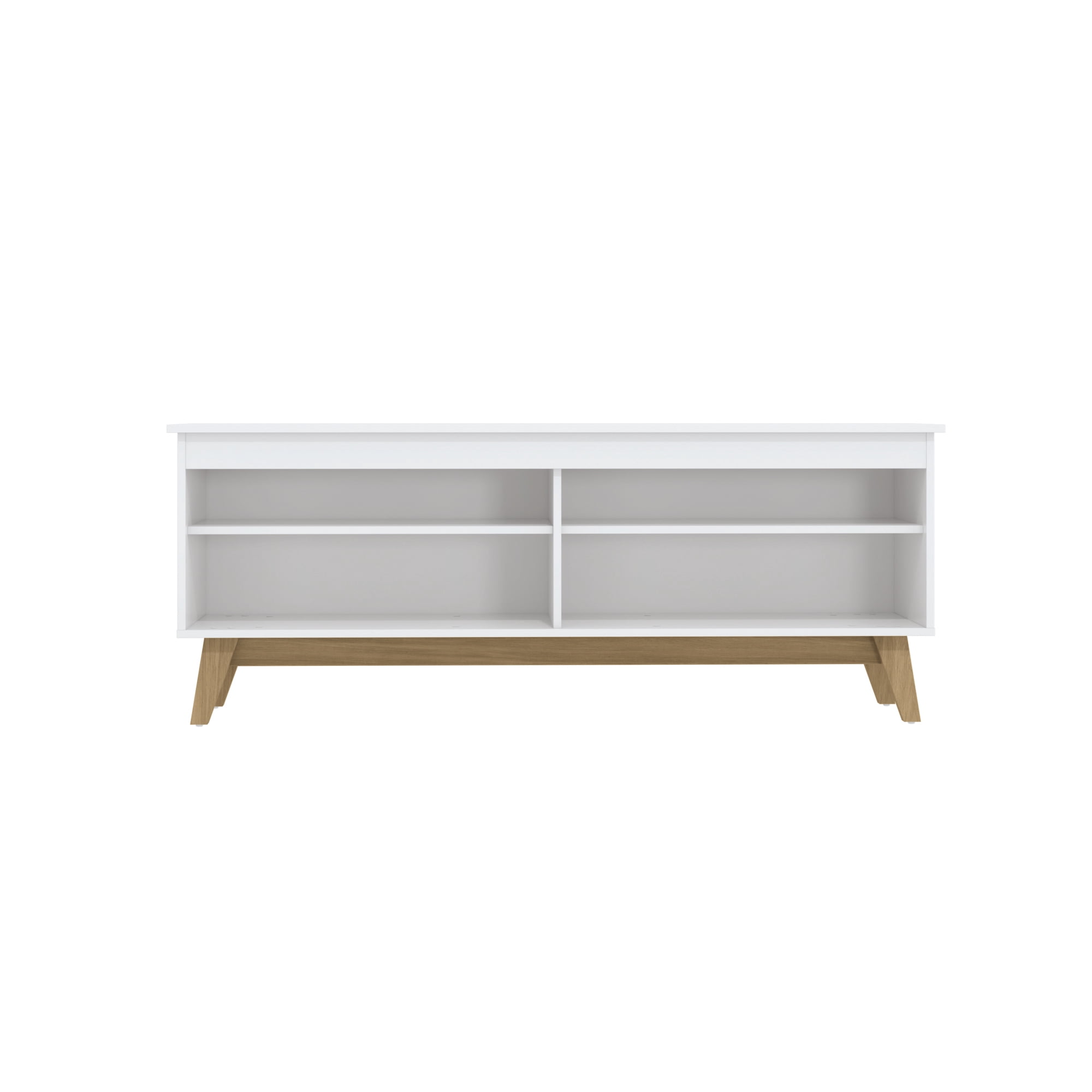 Kappesberg Bergen White 59" W TV Stand, Modern Entertainment Center with Open Storage Shelves, Media Console for Living Room for Adults and Teens
