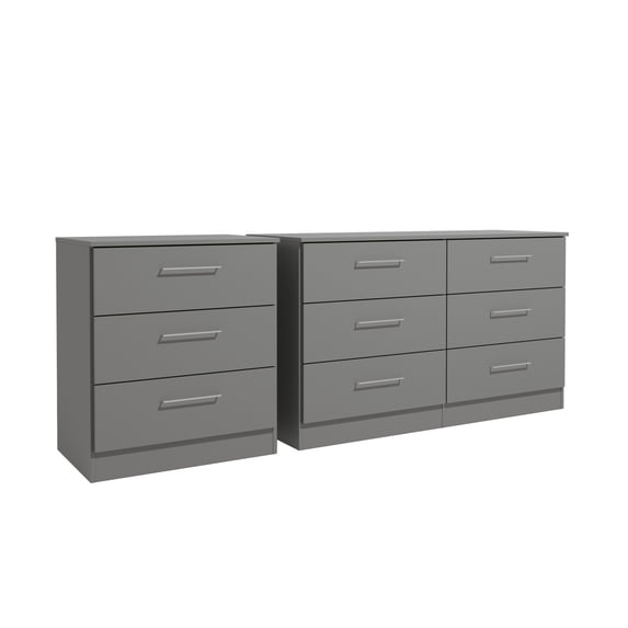 Kappesberg Foster Gray 2-Piece Dresser and Chest Set – 50.4"W Modern Storage - for Adults and Teens