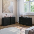 thumbnail image 1 of Kappesberg Foster 3-Piece Bedroom Set, One 6-Drawer Dresser & Two 3-Drawer Tall Chest, in Black, for Adults and Teens, 1 of 6