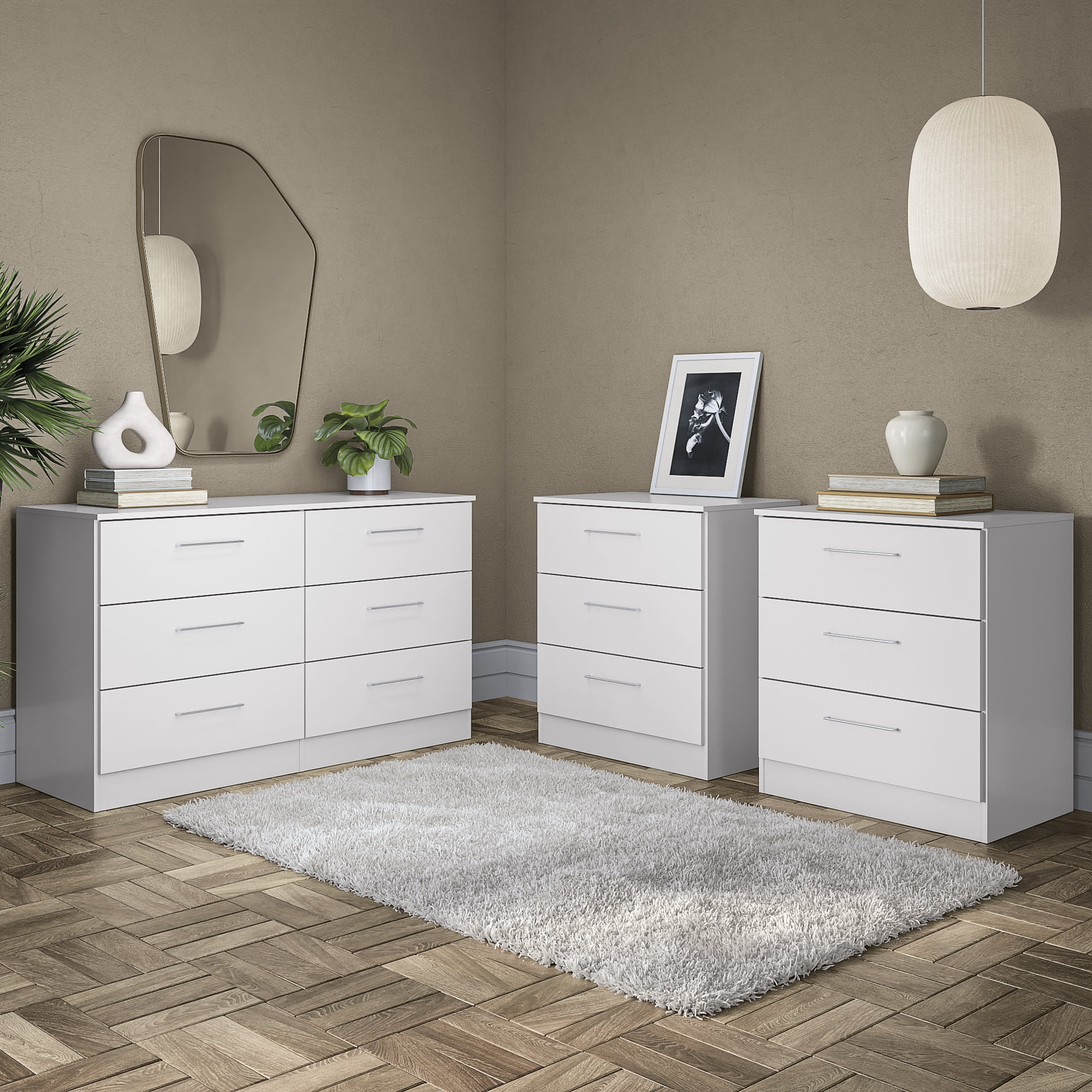 Kappesberg Foster 3-Piece White Bedroom Set with Dresser and 2