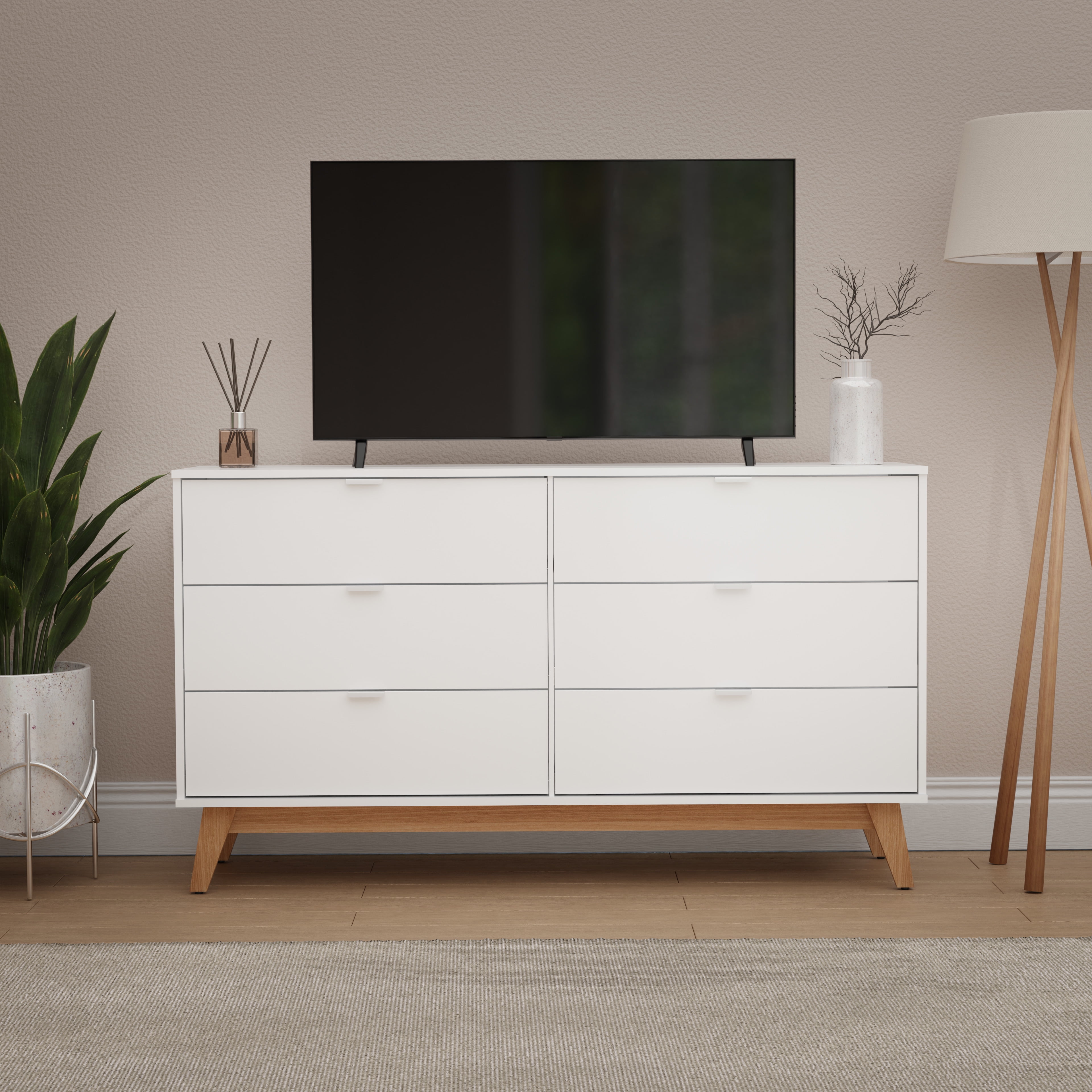 white and light brown dresser The Realyn Two-tone Dresser available at Rose Brothers Furniture serving  Jacksonville, NC and surrounding areas