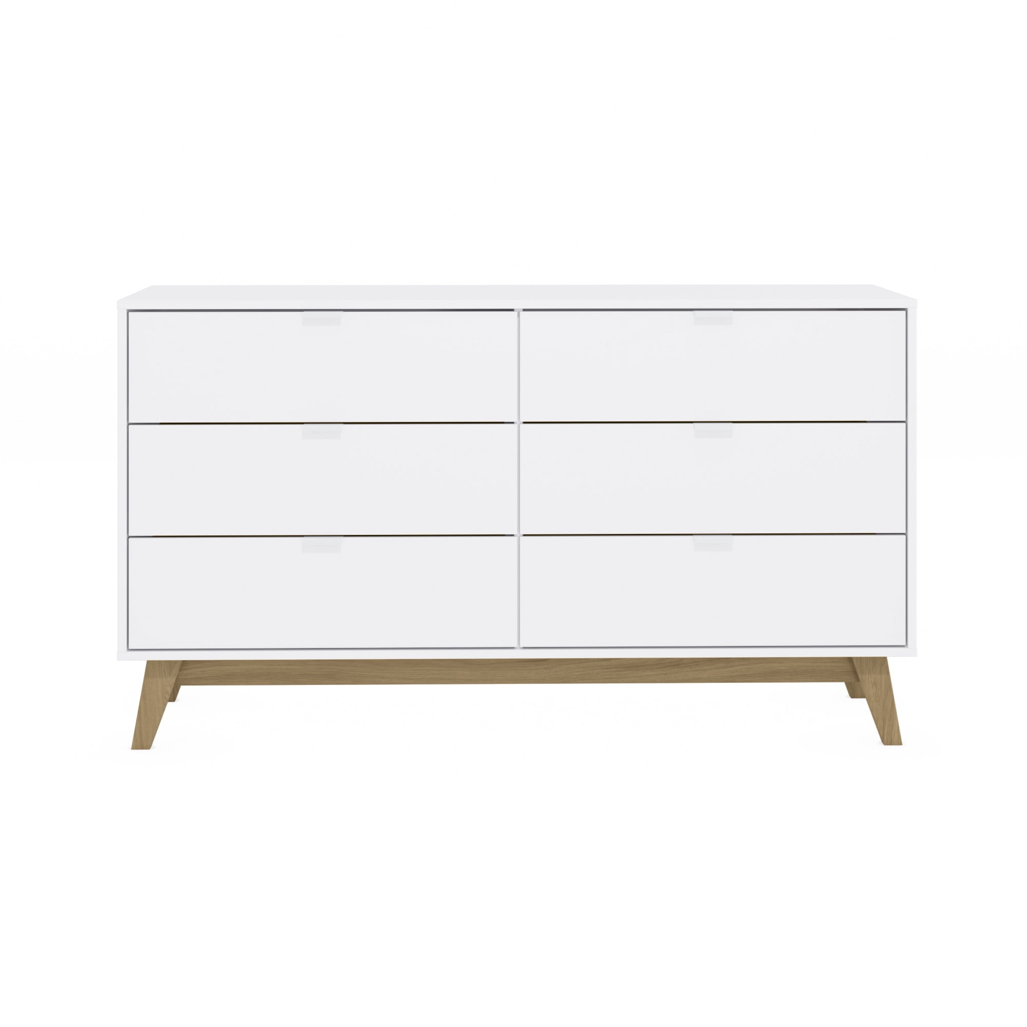 Kappesberg Hanford 6-Drawer Dresser – Modern White/Light Brown Finish – Wide Storage Chest for Bedroom or Living Room - for Adults and Teens