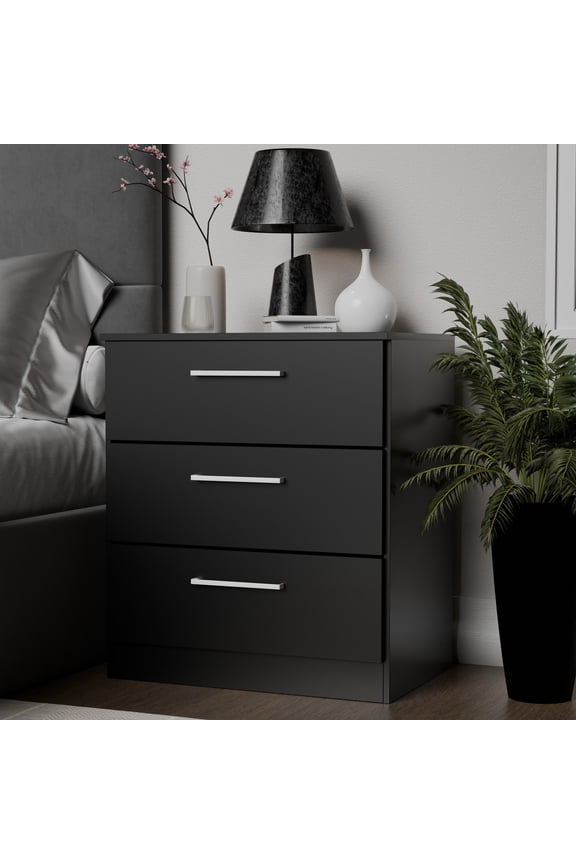 Jolyne 3-Drawer Vertical Dresser, Modern Black Bedroom Storage - for Adults and Teens