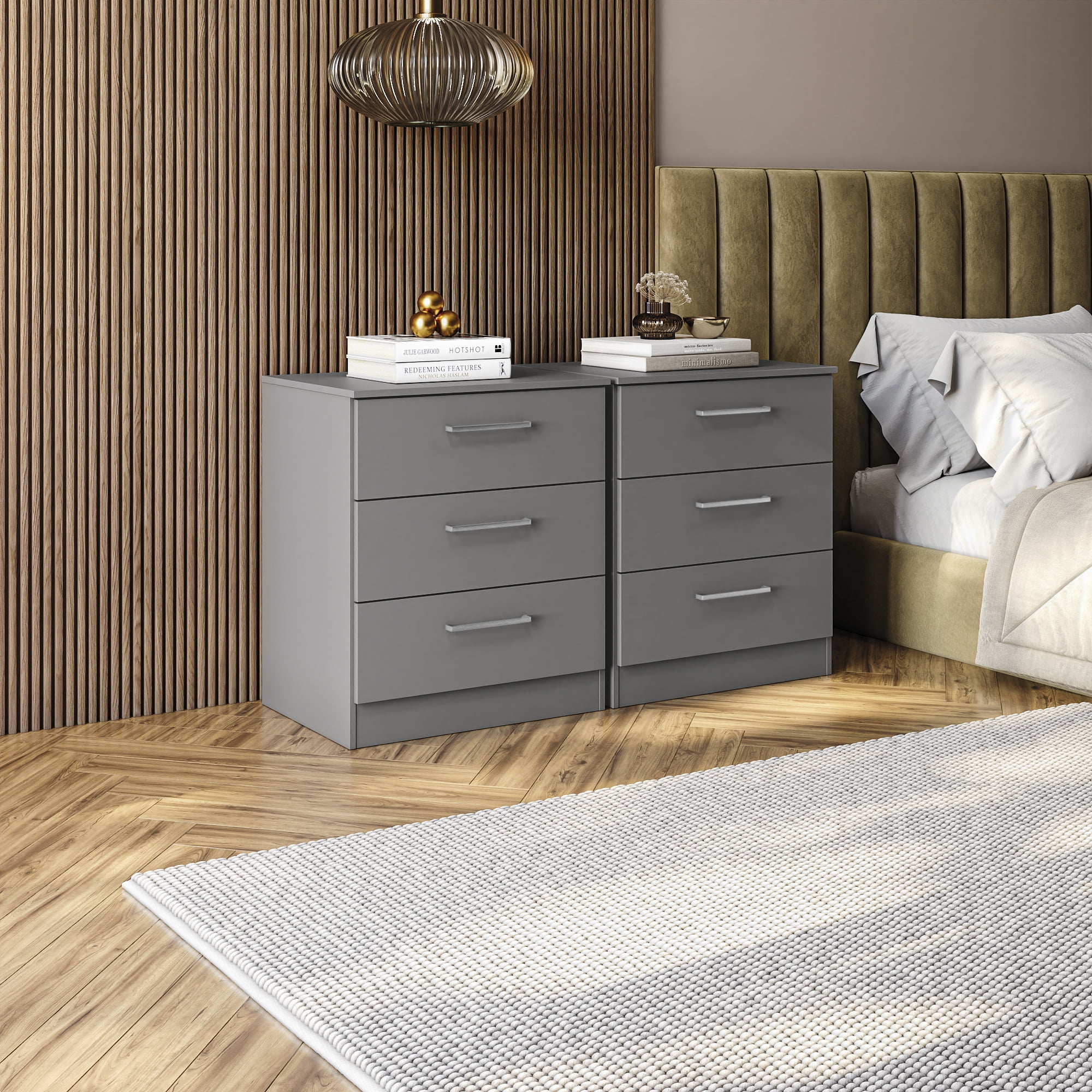 Kappesberg Jolyne 3-Drawer (Set of 2) Dresser Combo, Modern Bedroom Storage, for Adults and Teens, Gray