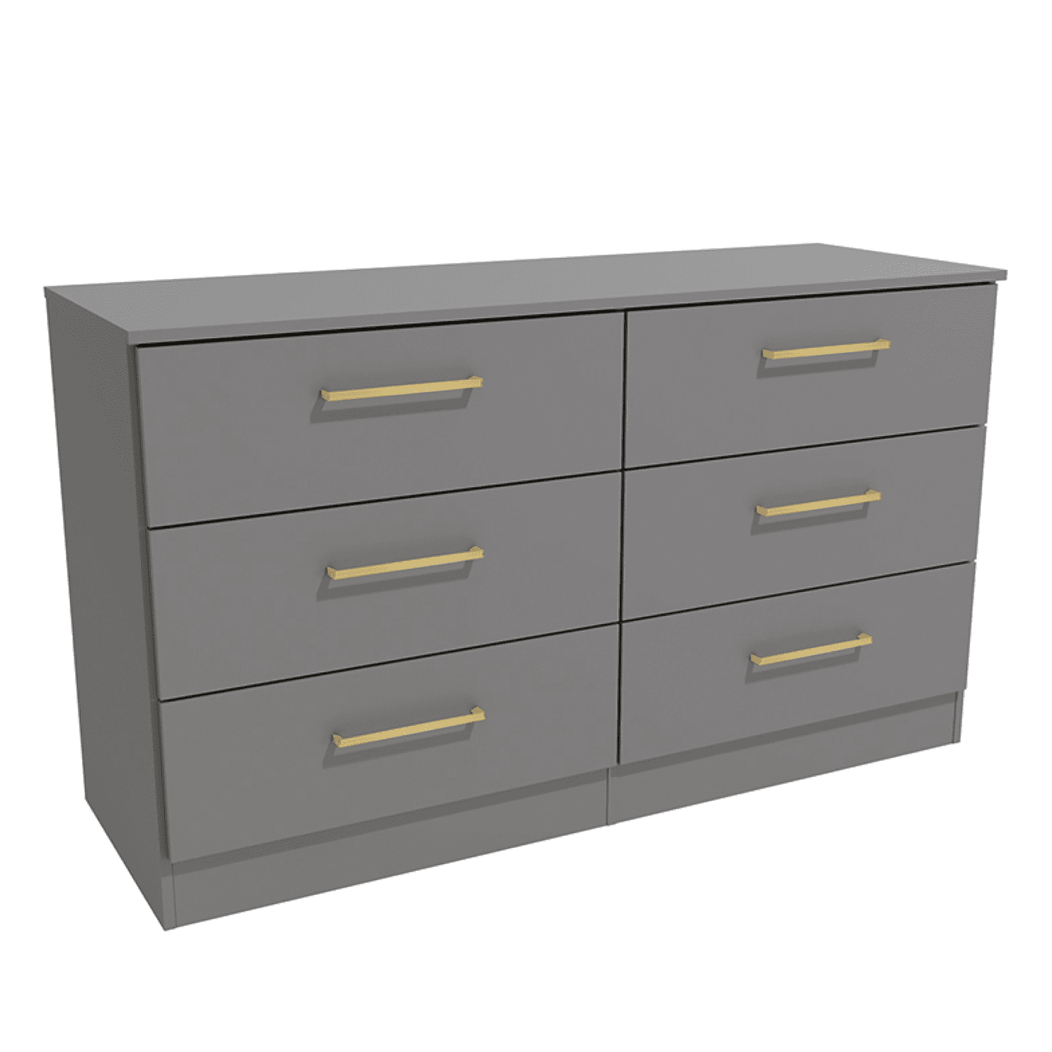 Kappesberg Jolyne 6-Drawer Horizontal Dresser with Gold Handles - Gray – Modern Bedroom Storage for Adults and Teens