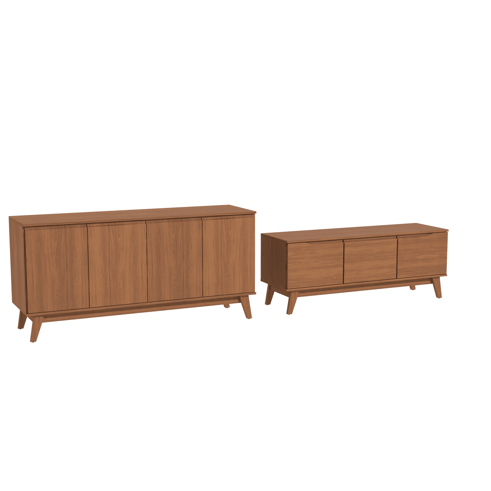 Kappesberg Living Room Furniture Set with 3-Door TV Stand and 4-Door Sideboard Golden Oak – Modern Storage Combo