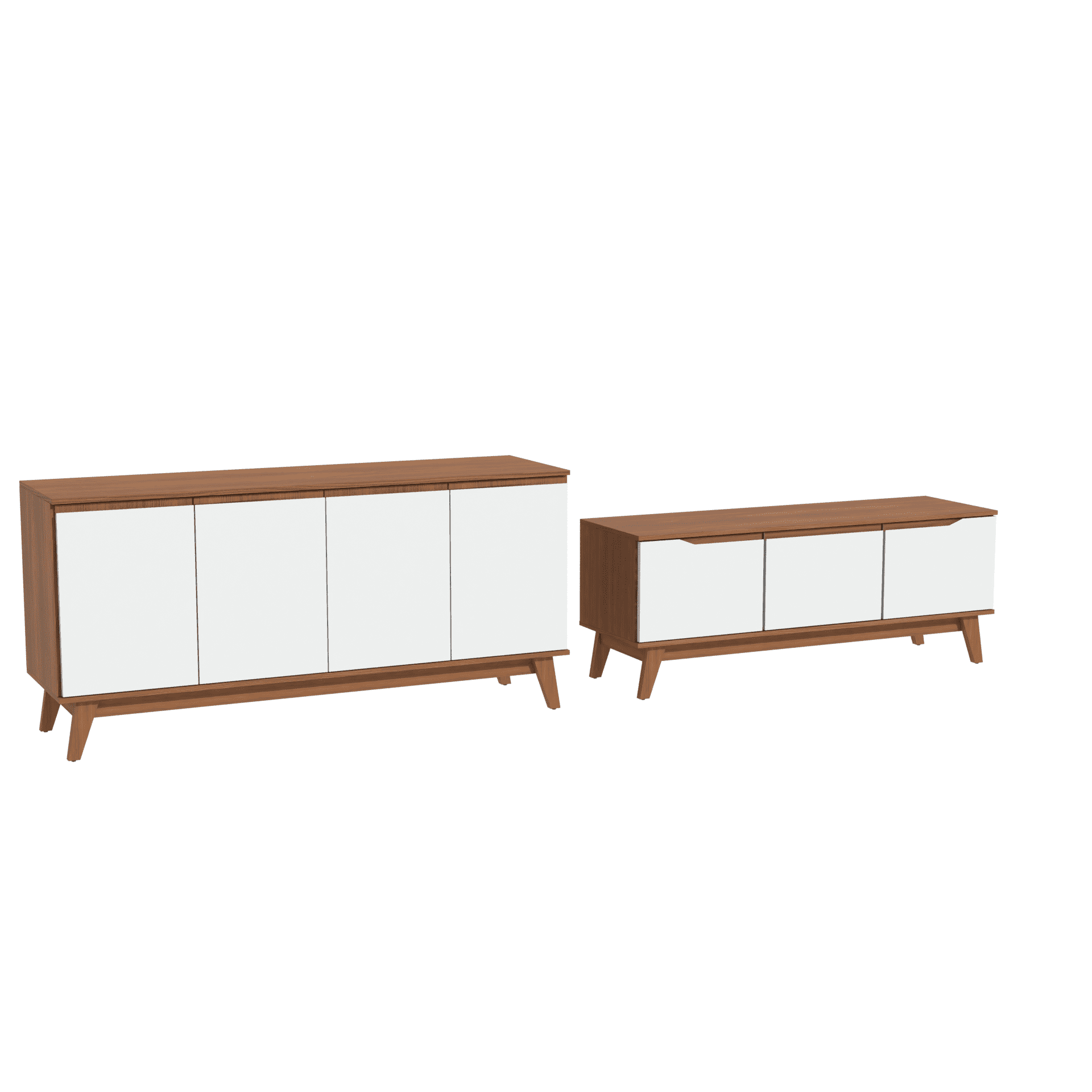 Kappesberg Living Room Furniture Set with 3-Door TV Stand and 4-Door Sideboard Golden Oak/White – Modern Storage Combo