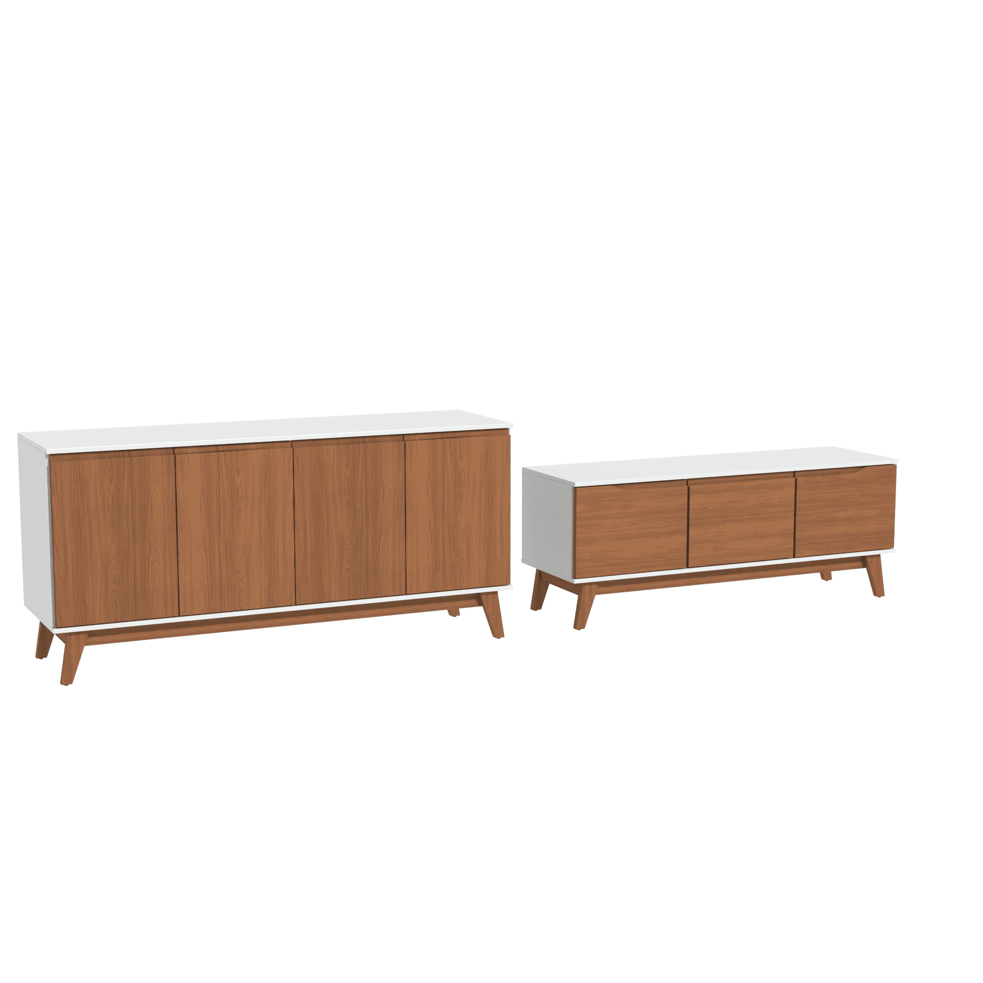 Kappesberg Living Room Furniture Set with 3-Door TV Stand and 4-Door Sideboard White/Golden Oak – Modern Storage Combo