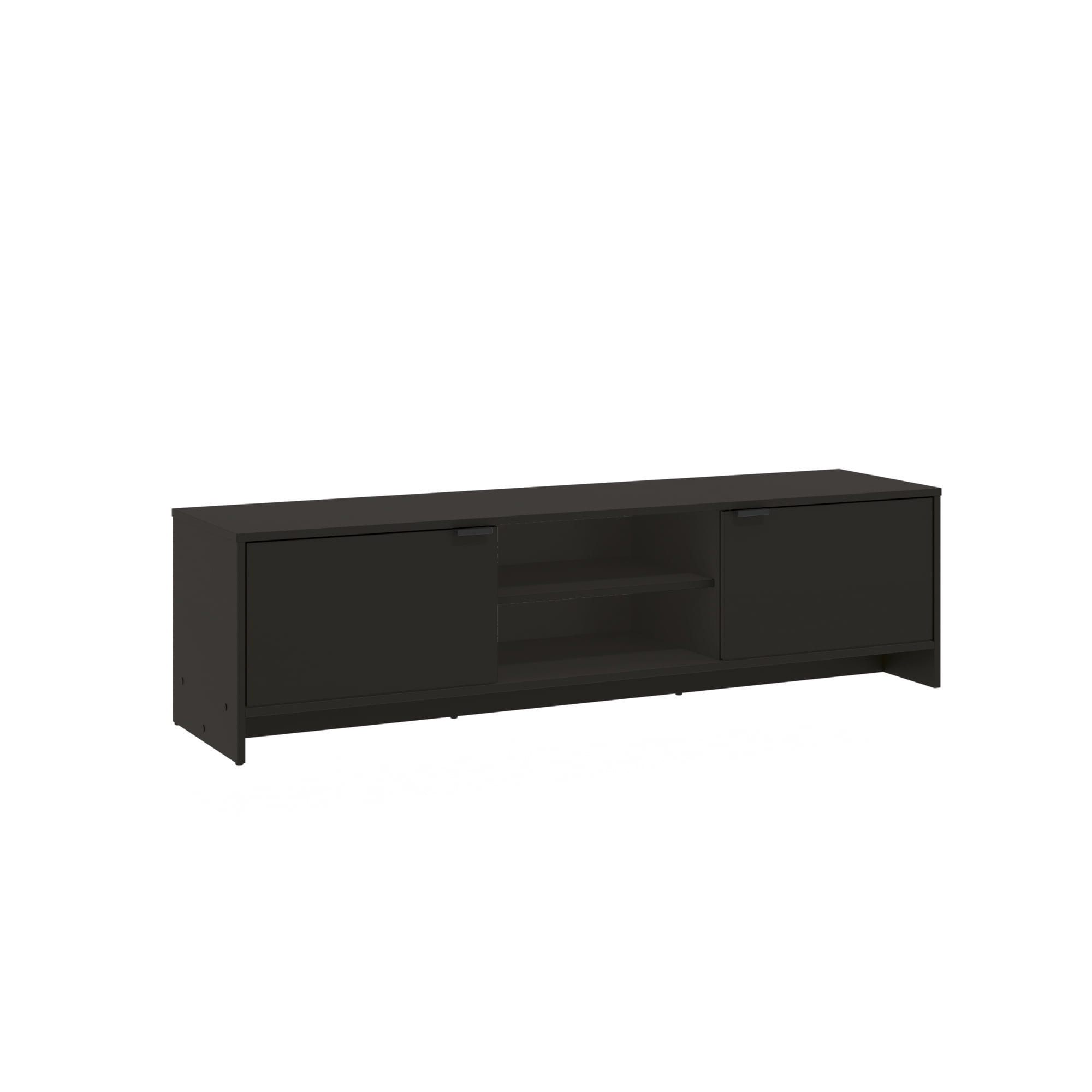 Kappesberg Milan Black 59.05" W TV Stand Modern Entertainment Center with 2-Doors and Open Shelves Media Console for Living Room for Adults and Teens