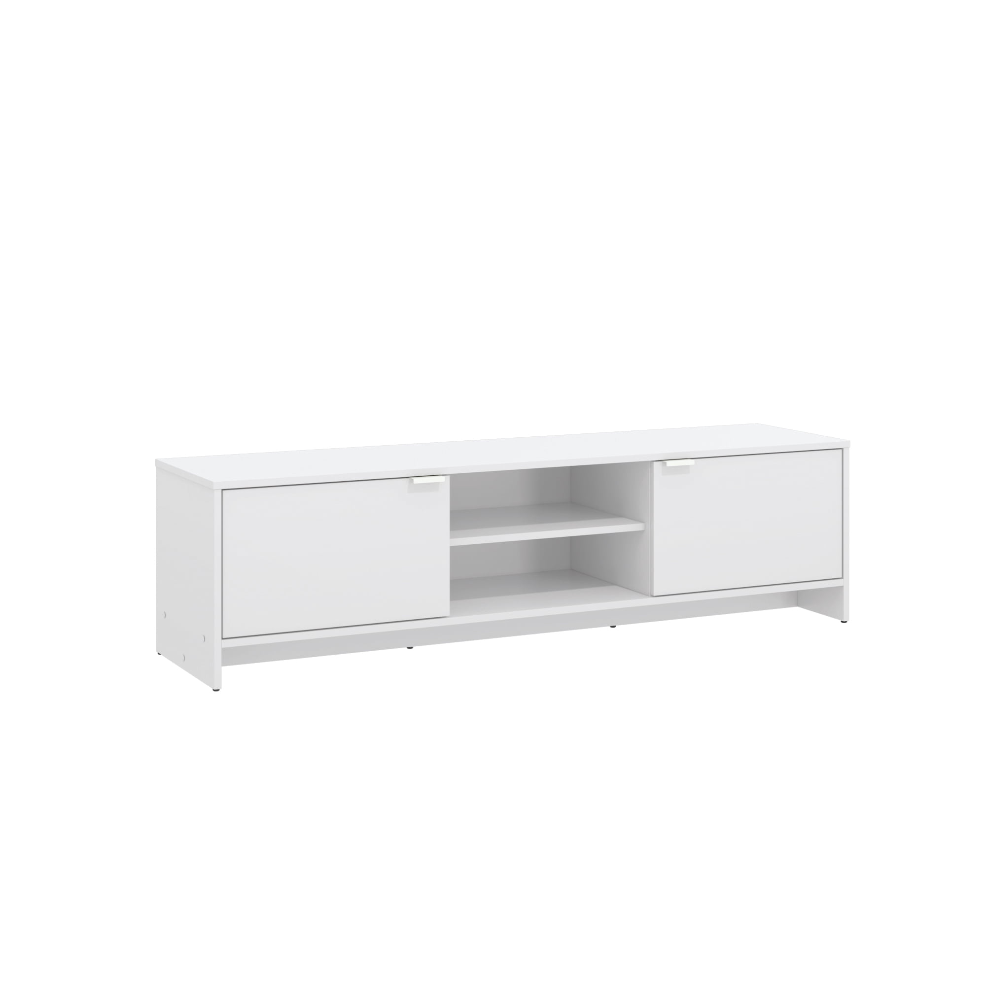 Kappesberg Milan White 59.05" W TV Stand Modern Entertainment Center with 2-Doors and Open Shelves Media Console for Living Room for Adults and Teens