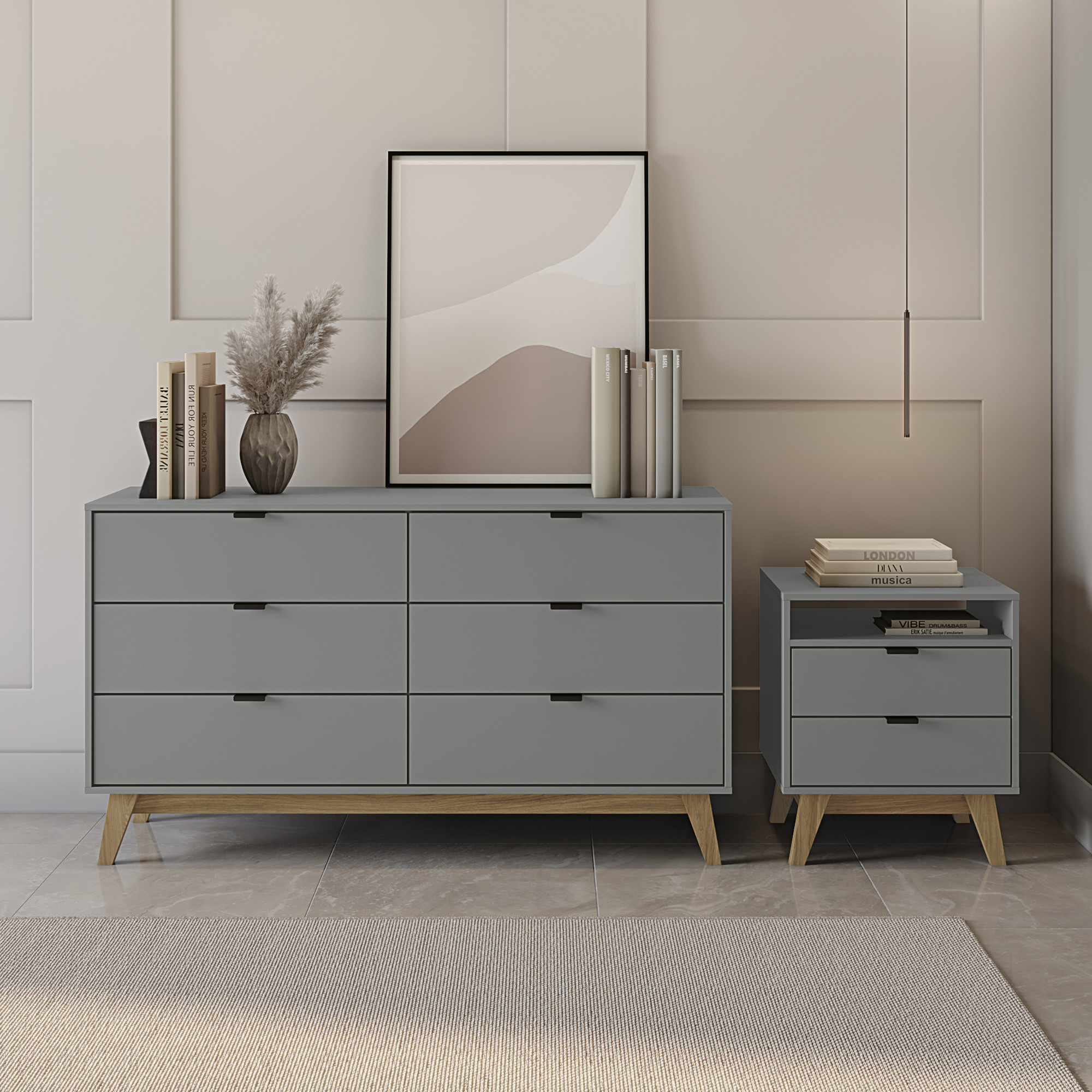 slim fit dress slacks Nightstand with Charging Station & Hutch and 3 Drawers Grey
