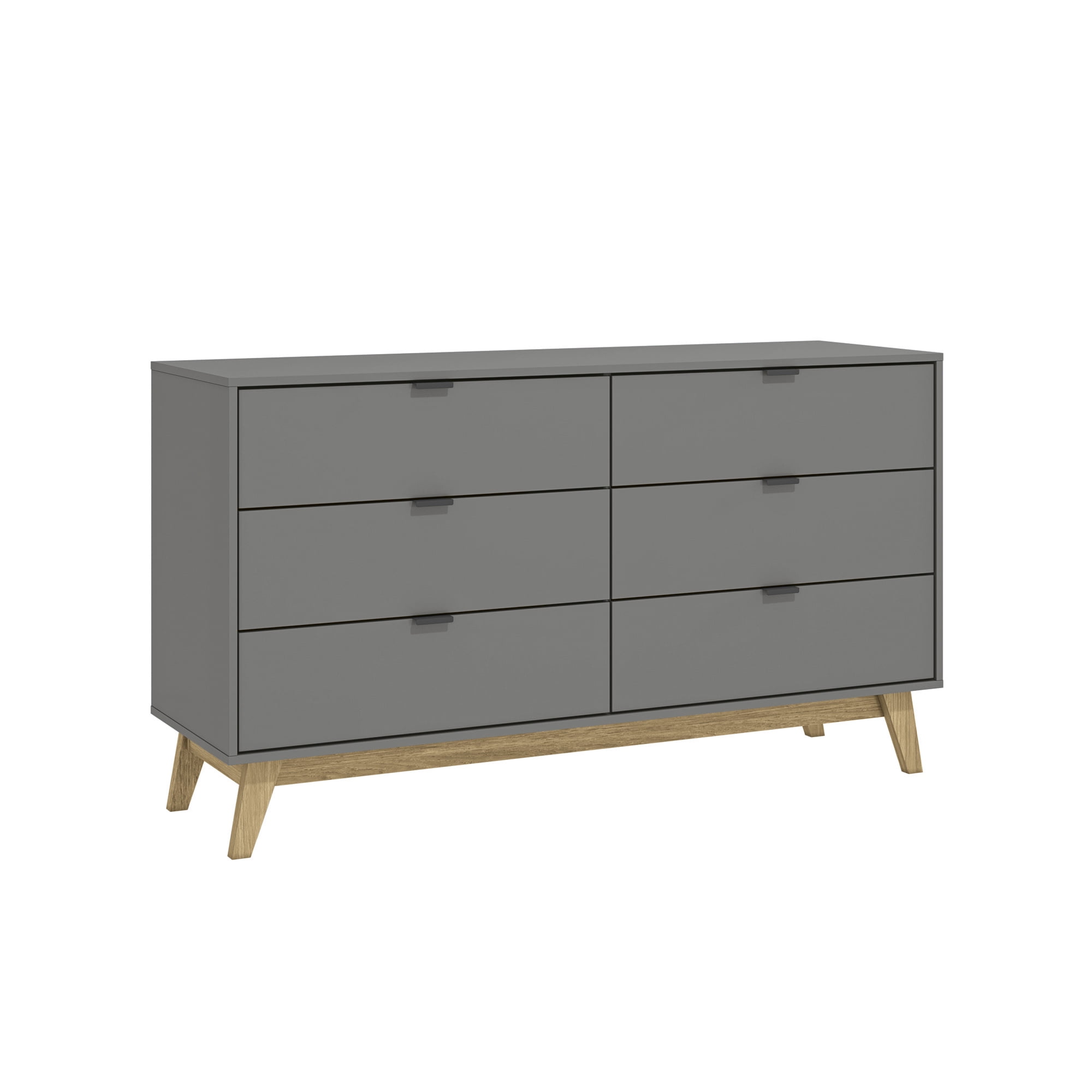 Kappesberg Hanford Modern 6-Drawer Dresser – Functionality and Style for Your Bedroom, for Adults and Teens - Gray