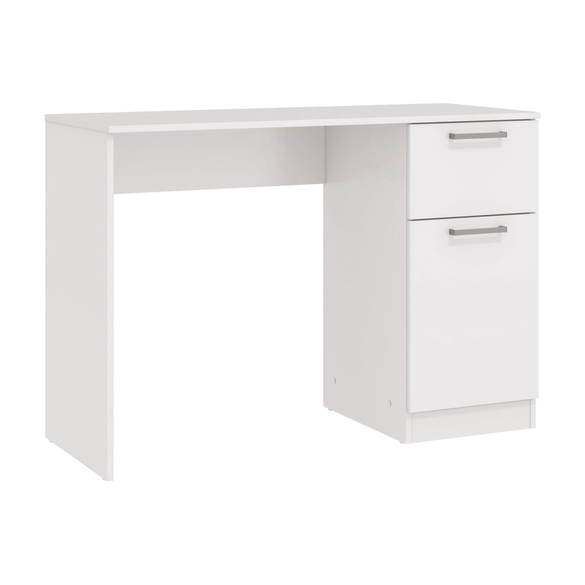 Kappesberg White 1-Drawer and 1-Door Compact Home Office Computer Desk with Storage Cabinet - for Adults and Teens