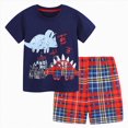 thumbnail image 1 of Kaprioy Baby Boy Clothes Boys Summer Outfits 18M 24M 3T 4T 5T 6T 7T Short Sleeve Cartoon Dinosuar T Shirt Elastic Waist Short Toddler Boy Dinosuar Set, 1 of 7