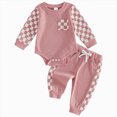 thumbnail image 1 of Kaprioy Baby Boy Romper Newborn Baby Boy Fall Outfit Romper Long Sleeve Plaid Print Patchwork Jumpsuit Bodysuit Elastic Waist Pants Infant Waffle Clothes, 1 of 7