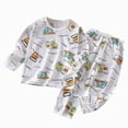 thumbnail image 1 of Kaprioy Baby Boy Winter Clothes Long Sleeve Crew Neck Stripe Cartoon Print 2Pcs Loungewear Set Size 3 6 12 18 Months 2T 3T 4T 5T 7T 9T 11T, 1 of 5