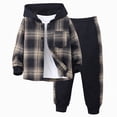 thumbnail image 1 of Kaprioy Boys Clothes Pants Sets Plaid Long Sleeve Hooded Button Shirt Jacket and Jogger Pants for Kids Fall Winter Outfits 3T to 7T Boys Clothes, 1 of 6